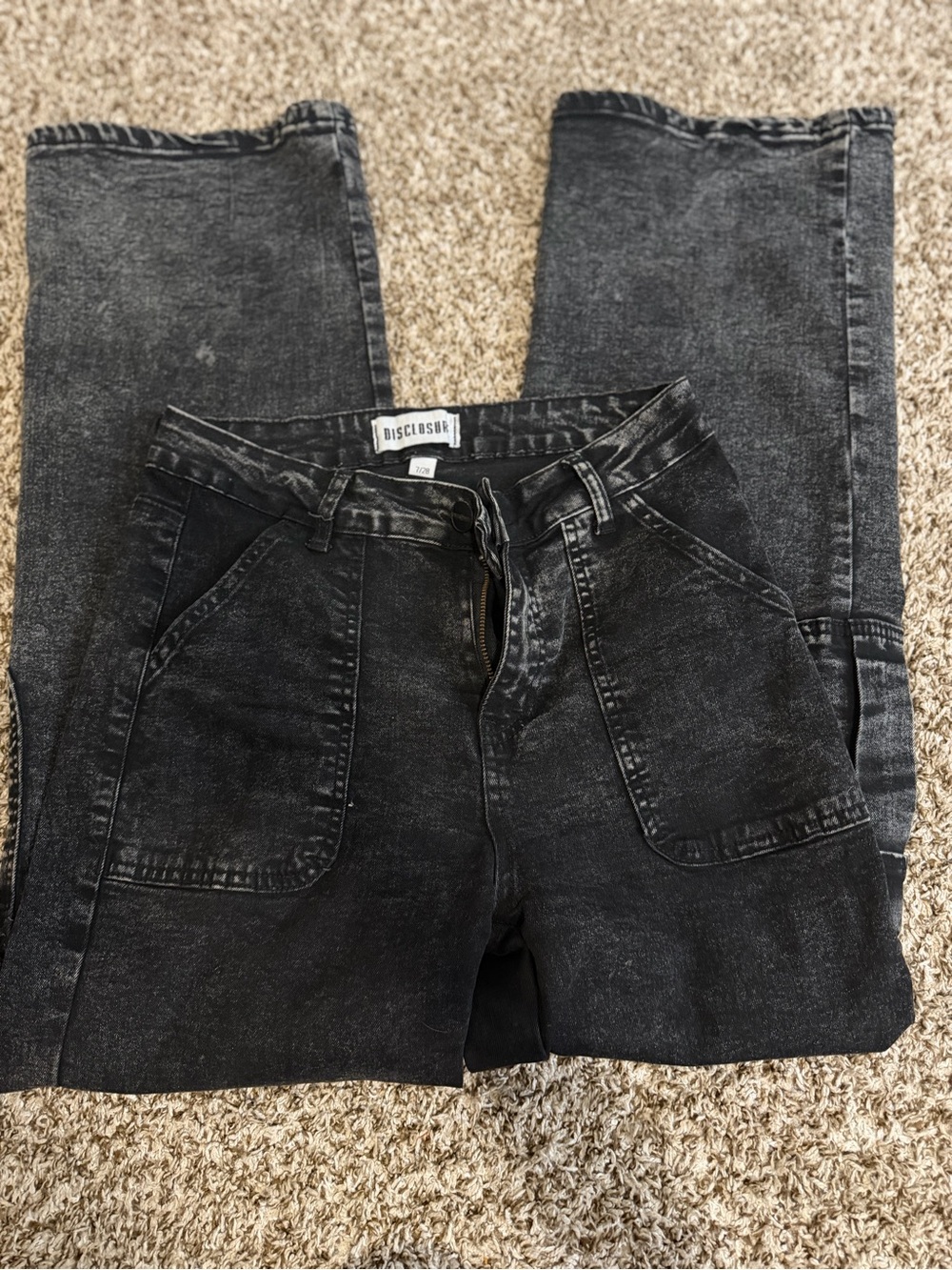 Disclosure Black Gray High-Rise Cargo Jeans